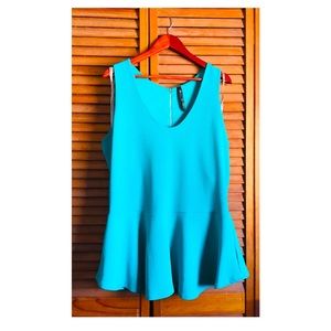 Jessica Simpson Teal Sleeveless Peplum Top